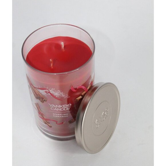Yankee Candle SPARKLING CINNAMON Signature Large Jar 20 Oz Red New Wax 2-wick - Picture 5 of 6